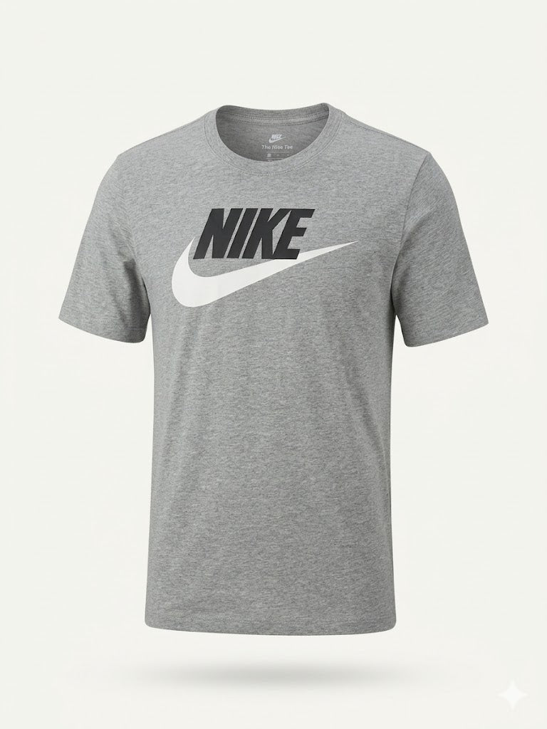 Szara Koszulka Męska Nike z Logo | T-shirt Sportowy AquaMagic Outlet