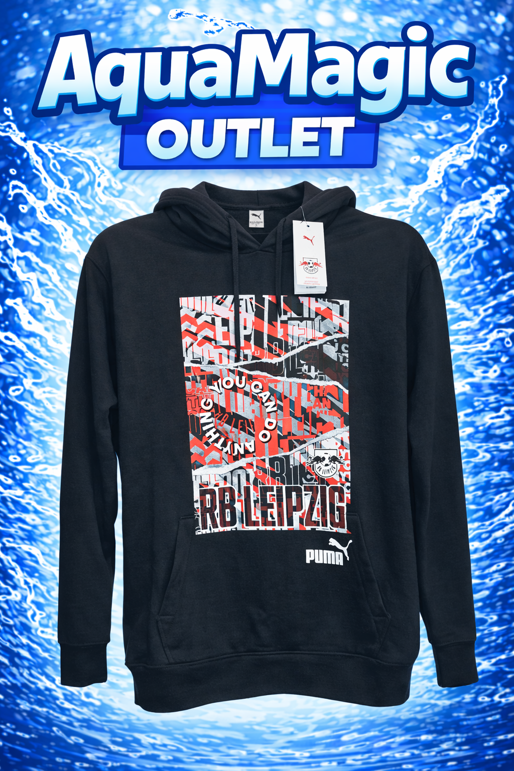 Bluza Puma RB Leipzig Czarna Hoodie Męska Rozmiar M