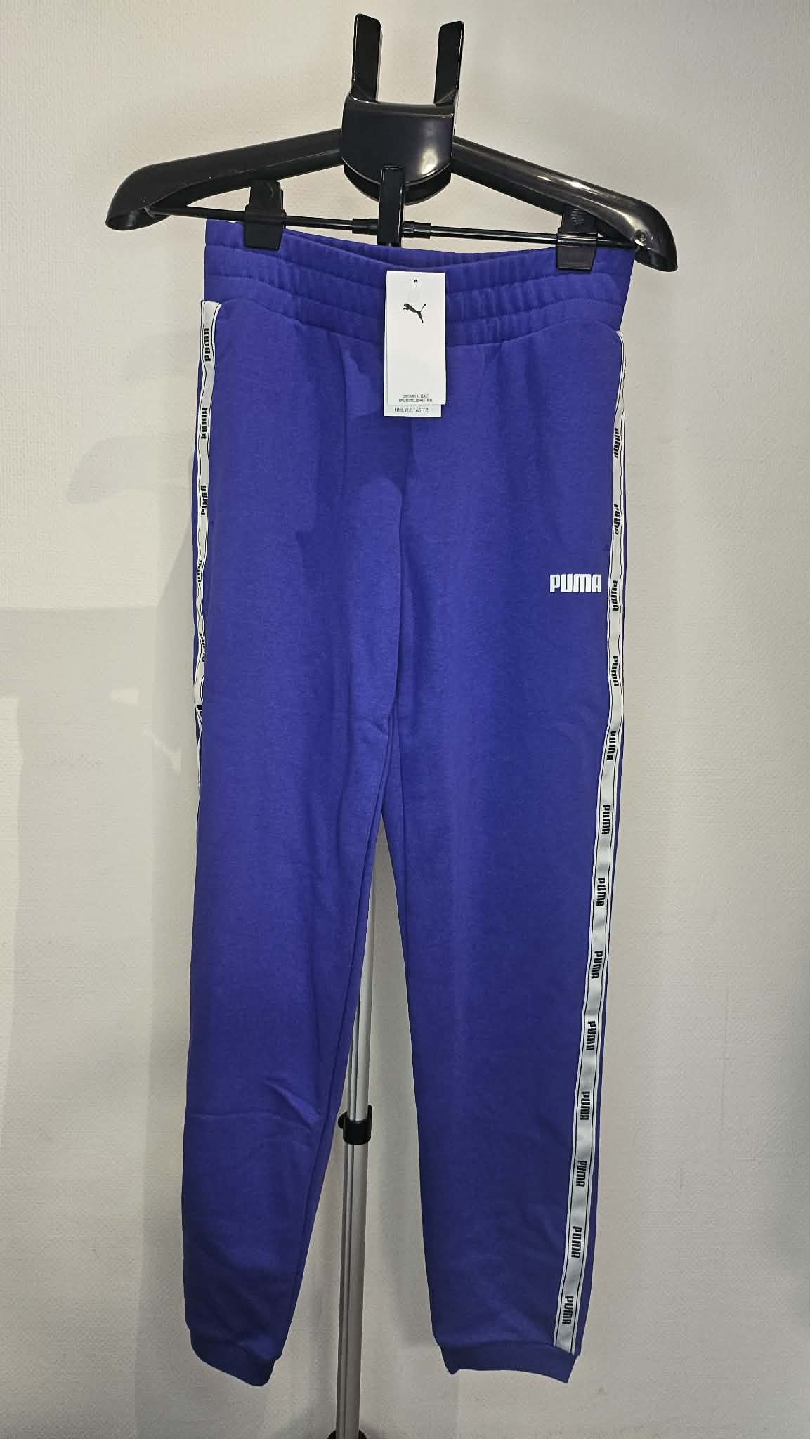 Spodnie Dresowe Puma Niebieskie z Lampasami Damskie Rozmiar S