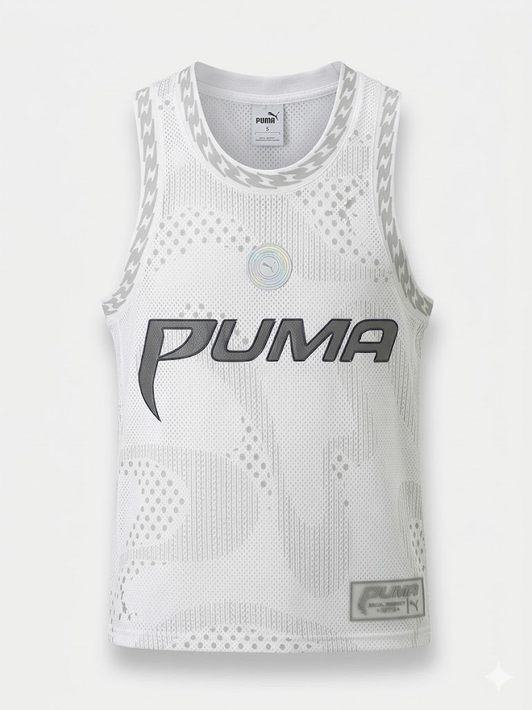Tank Top Męski Puma Biały Mesh – Koszulka Sportowa Rozmiar L AquaMagic Outlet
