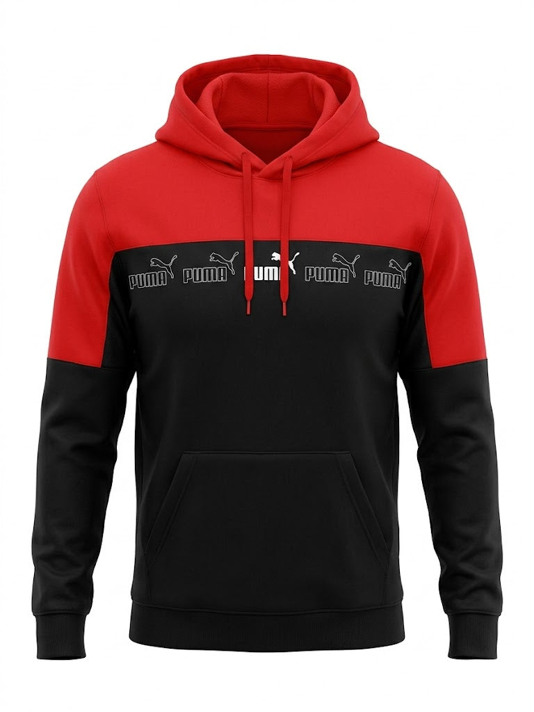 Czerwono-Czarna Bluza Puma z Kapturem | Rozmiar S AquaMagic Outlet