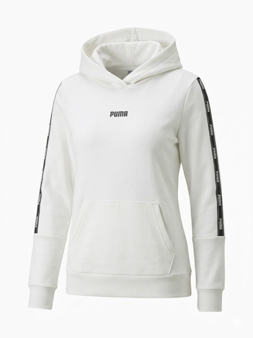 Biała Bluza Damska Puma z Kapturem i Lampasami – Rozmiar L AquaMagic Outlet