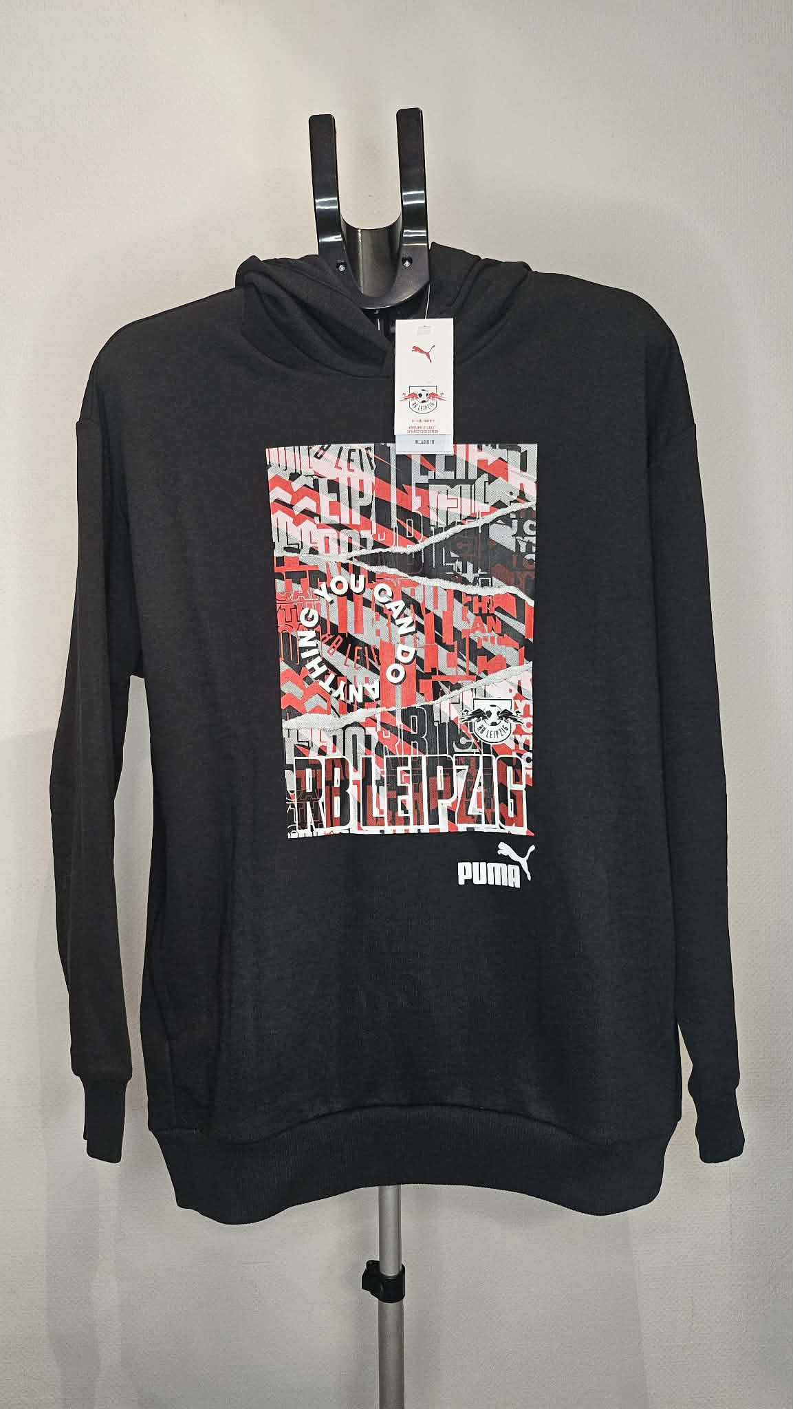 Bluza Puma RB Leipzig Czarna Hoodie Męska Rozmiar M