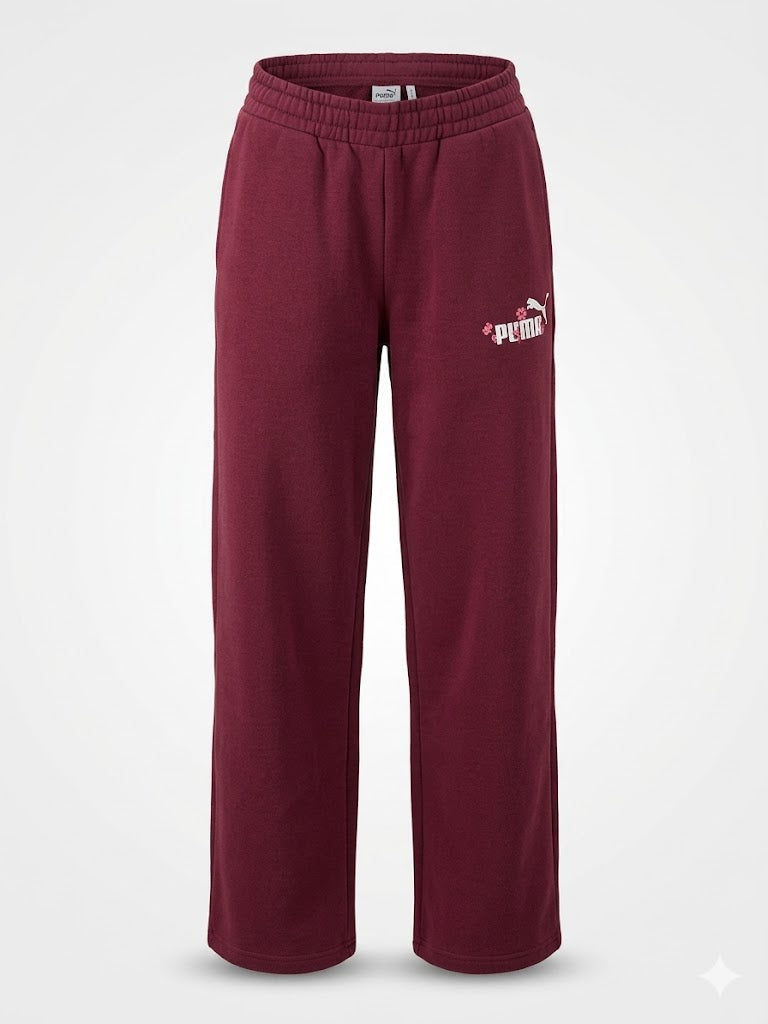 Bordowe Spodnie Dresowe Puma S – Szeroka Nogawka Comfort Fit AquaMagic Outlet