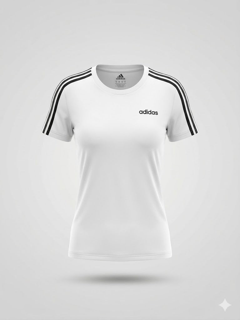 Biała Koszulka Adidas Damska S – 3 Paski AquaMagic Outlet